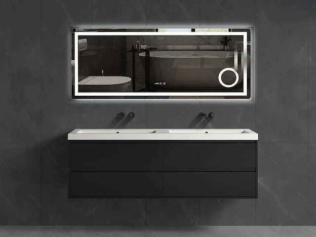 Mawialux badmeubelset 160cm - mat zwart - afbeelding 1 van  9