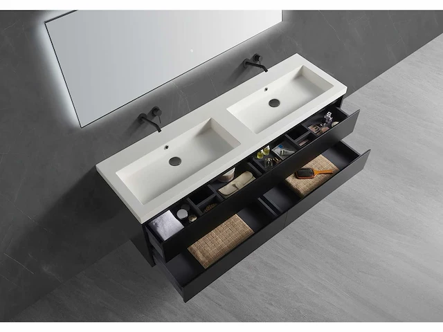 Mawialux badmeubelset 160cm - mat zwart - afbeelding 4 van  9