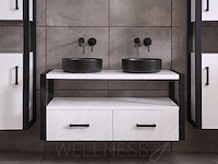 Mawialux eikenhout badkamermeubel 120cm met hangkast - mat wit - afbeelding 4 van  23