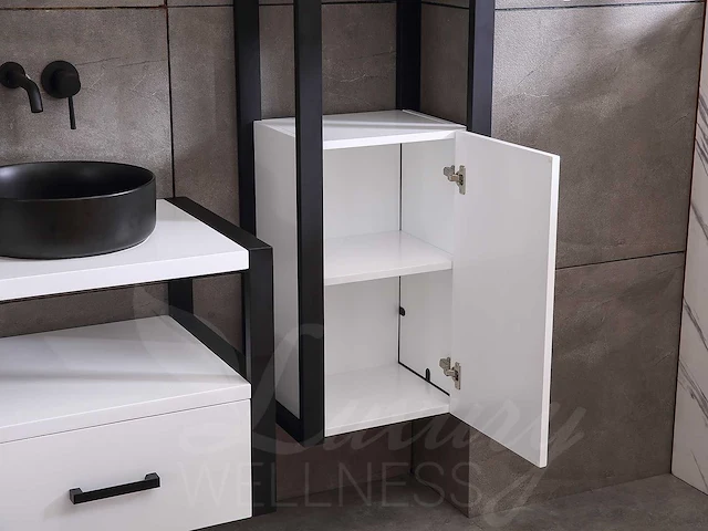 Mawialux eikenhout badkamermeubel 120cm met hangkast - mat wit - afbeelding 8 van  23