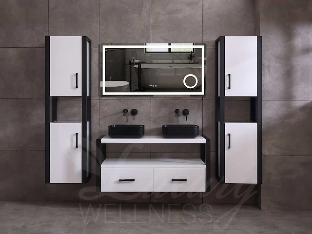 Mawialux eikenhout badkamermeubel 120cm met hangkast - mat wit - afbeelding 12 van  23