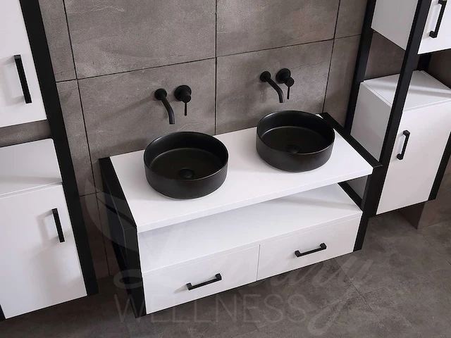 Mawialux eikenhout badkamermeubel 120cm met hangkast - mat wit - afbeelding 19 van  23