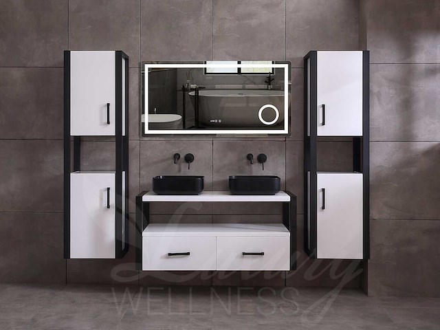 Mawialux eikenhout badkamermeubel 120cm met hangkast - mat wit - afbeelding 12 van  23