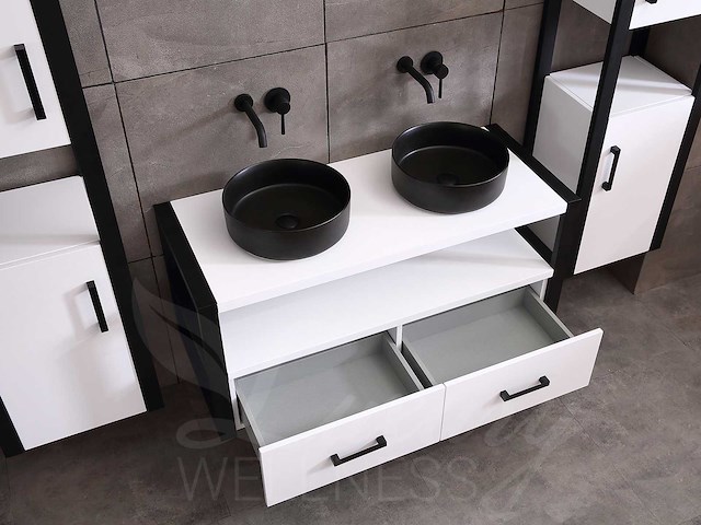 Mawialux eikenhout badkamermeubel 120cm met hangkast - mat wit - afbeelding 21 van  23