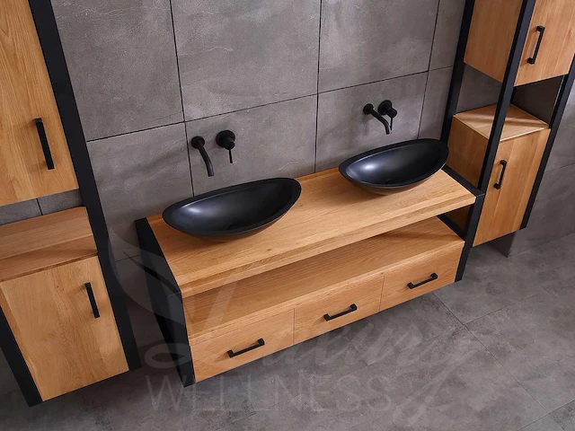 Mawialux eikenhout badkamermeubel 120cm met hangkast - afbeelding 10 van  27