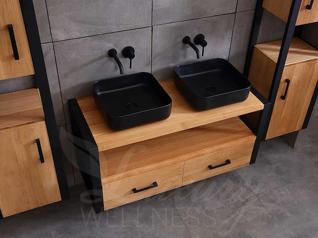 Mawialux eikenhout badkamermeubel 120cm met hangkast - afbeelding 13 van  27