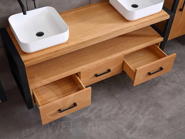 Mawialux eikenhout badkamermeubel 120cm met hangkast - afbeelding 15 van  27