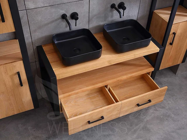 Mawialux eikenhout badkamermeubel 120cm met hangkast - afbeelding 16 van  27