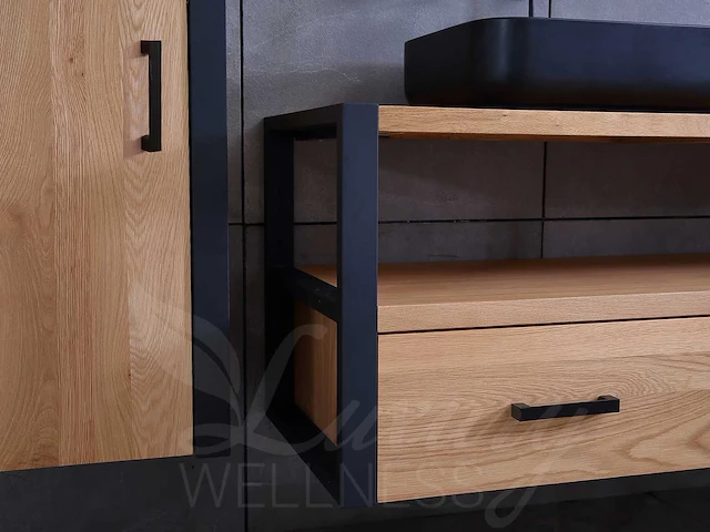Mawialux eikenhout badkamermeubel 120cm met hangkast - afbeelding 27 van  27