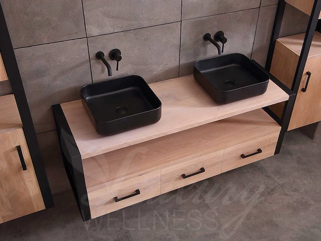 Mawialux eikenhout badkamermeubel 150cm met 2 hangkasten - afbeelding 5 van  30