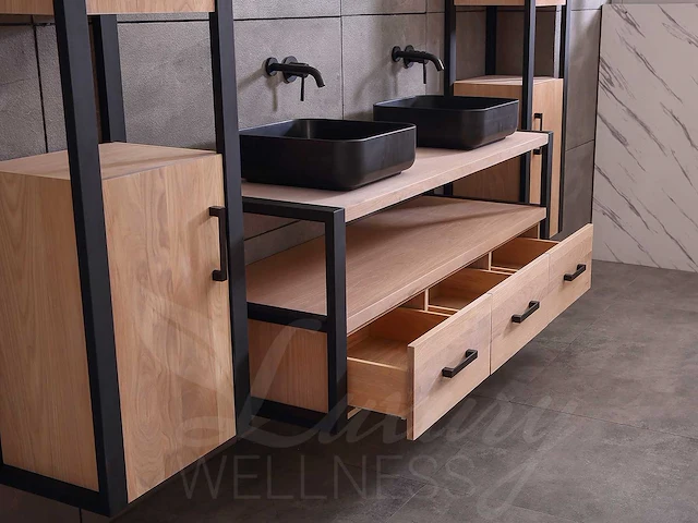 Mawialux eikenhout badkamermeubel 150cm met 2 hangkasten - afbeelding 9 van  30