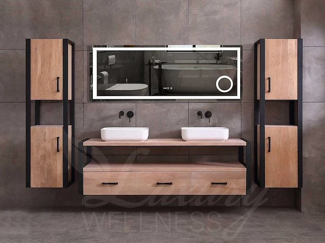 Mawialux eikenhout badkamermeubel 150cm met 2 hangkasten - afbeelding 12 van  30