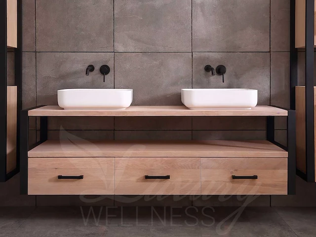 Mawialux eikenhout badkamermeubel 150cm met 2 hangkasten - afbeelding 25 van  30