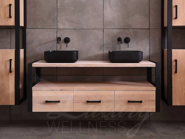 Mawialux eikenhout badkamermeubel 150cm met 2 hangkasten - afbeelding 26 van  30