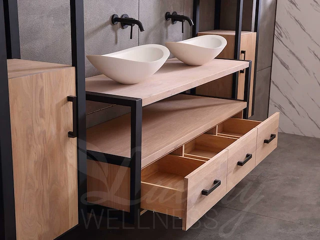 Mawialux eikenhout badkamermeubel 150cm met 2 hangkasten - afbeelding 30 van  30