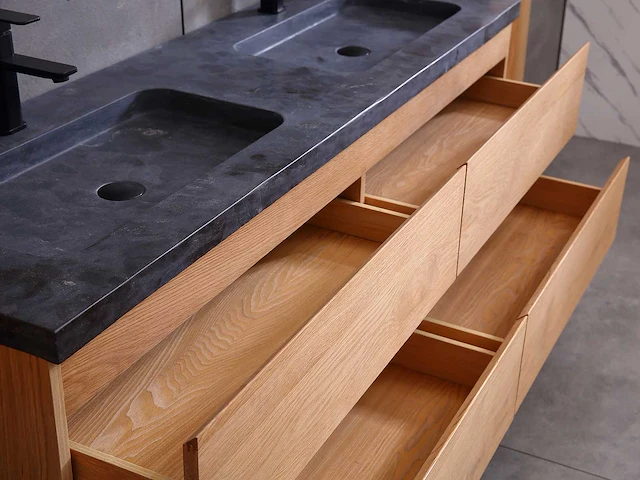 Mawialux eikenhout badkamermeubel 160cm (eiken natural) - afbeelding 9 van  28