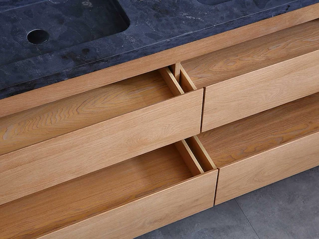 Mawialux eikenhout badkamermeubel 160cm (eiken natural) - afbeelding 10 van  28