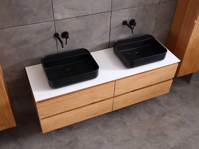 Mawialux eikenhout badkamermeubel 160cm (eiken natural) - afbeelding 11 van  28