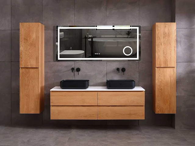 Mawialux eikenhout badkamermeubel 160cm (eiken natural) - afbeelding 22 van  28