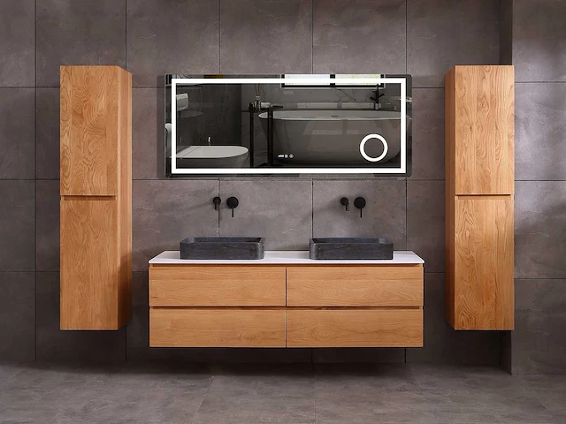 Mawialux eikenhout badkamermeubel 160cm (eiken natural) - afbeelding 25 van  28