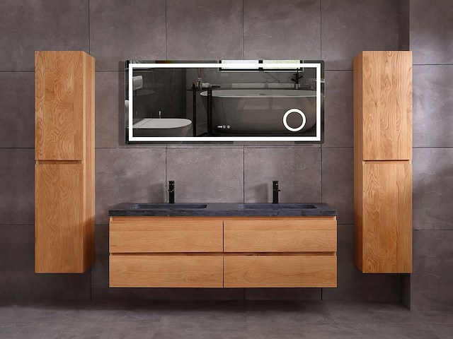 Mawialux eikenhout badkamermeubel 160cm (eiken natural) - afbeelding 27 van  28