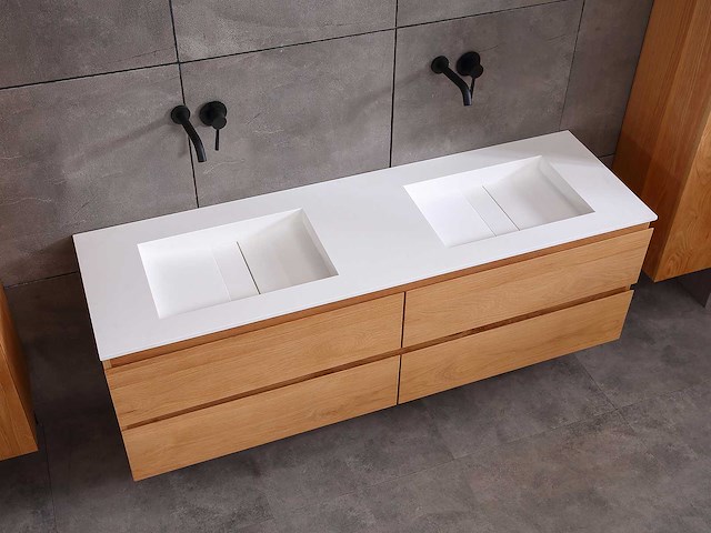 Mawialux eikenhout badkamermeubel 160cm (eiken natural) - afbeelding 28 van  28