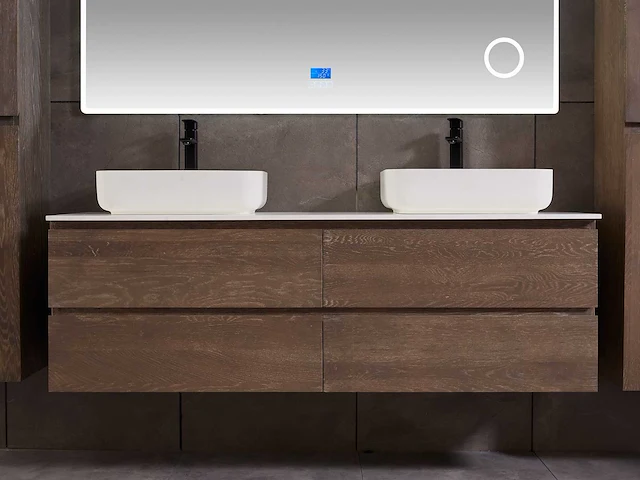 Mawialux eikenhout badmeubelset 2-persoons 140cm - grey smoked - afbeelding 3 van  18