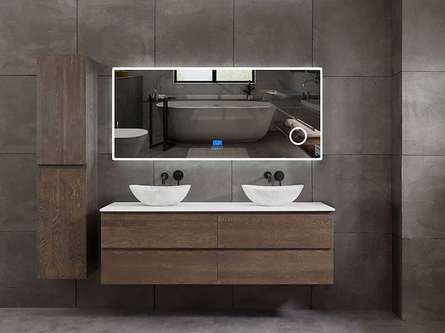 Mawialux eikenhout badmeubelset 2-persoons 140cm - grey smoked - afbeelding 1 van  18