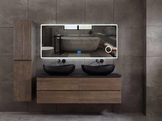 Mawialux eikenhout badmeubelset 2-persoons 140cm - grey smoked - afbeelding 11 van  18