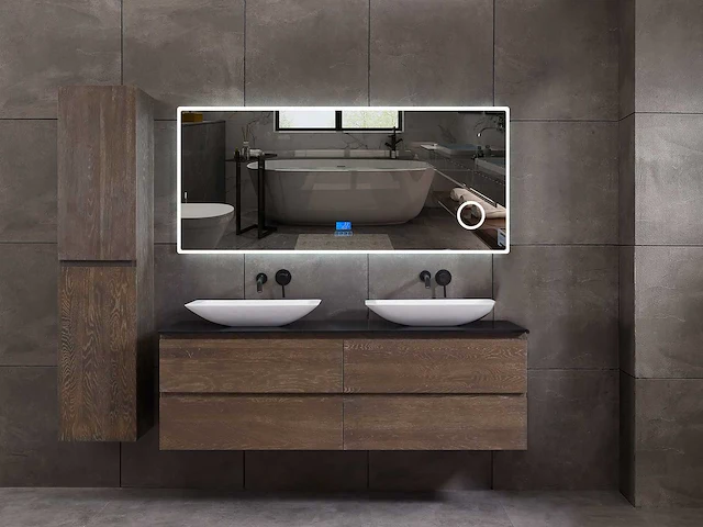 Mawialux eikenhout badmeubelset 2-persoons 140cm - grey smoked - afbeelding 12 van  18