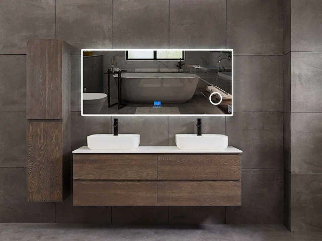 Mawialux eikenhout badmeubelset 2-persoons 140cm - grey smoked - afbeelding 14 van  18