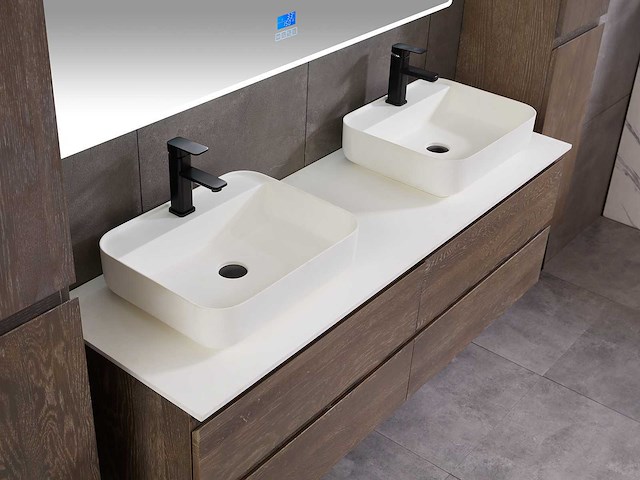 Mawialux eikenhout badmeubelset 2-persoons 140cm - grey smoked - afbeelding 2 van  18