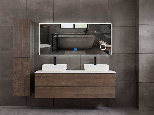 Mawialux eikenhout badmeubelset 2-persoons 140cm - grey smoked - afbeelding 14 van  18