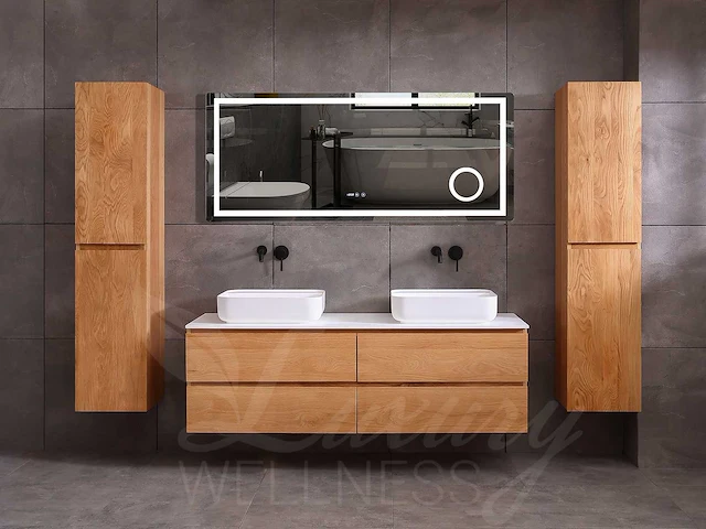 Mawialux eikenhout badmeubelset 2-persoons 140cm - natural - afbeelding 13 van  18