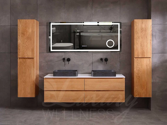 Mawialux eikenhout badmeubelset 2-persoons 140cm - natural - afbeelding 14 van  18