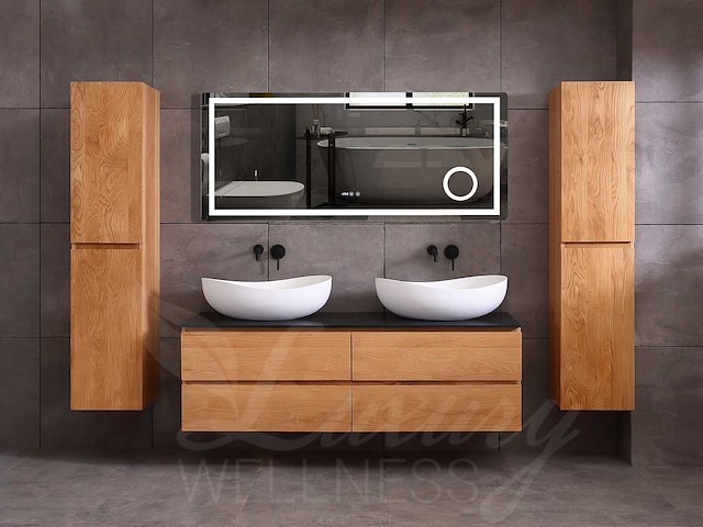 Mawialux eikenhout badmeubelset 2-persoons 140cm - natural - afbeelding 15 van  18