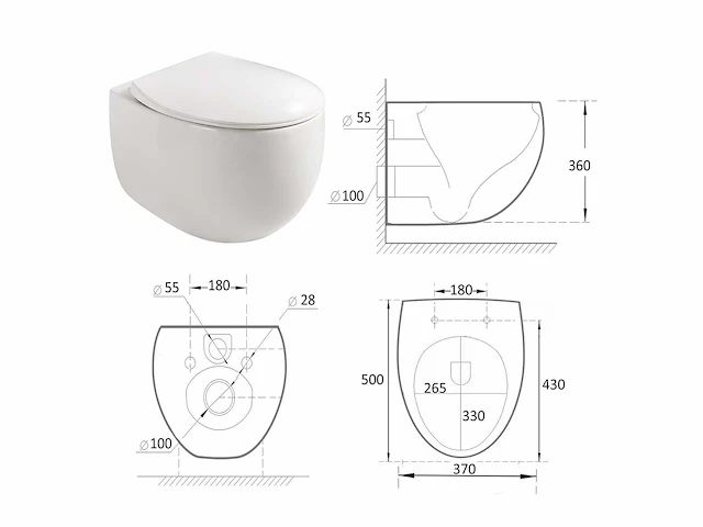 Mawialux hangend rimless toilet - bidet - fresno - afbeelding 5 van  6