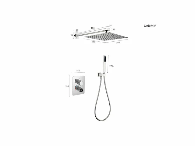 Mawialux inbouw regendouche - digitaal display - geborsteld goud - afbeelding 6 van  6