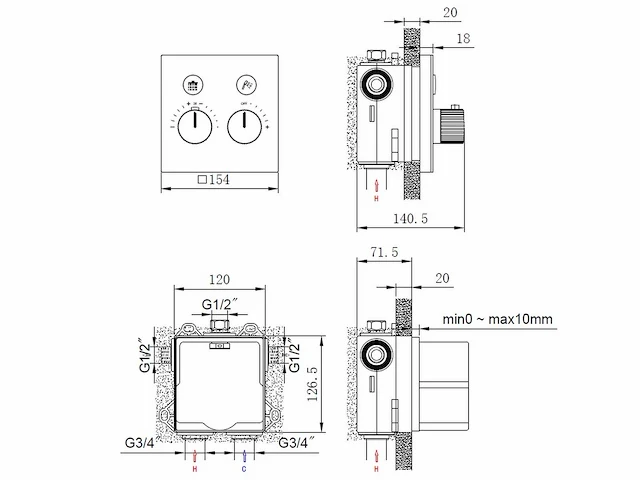 Mawialux inbouw regendouche met (mat zwart of gunmetal grey) - afbeelding 4 van  14