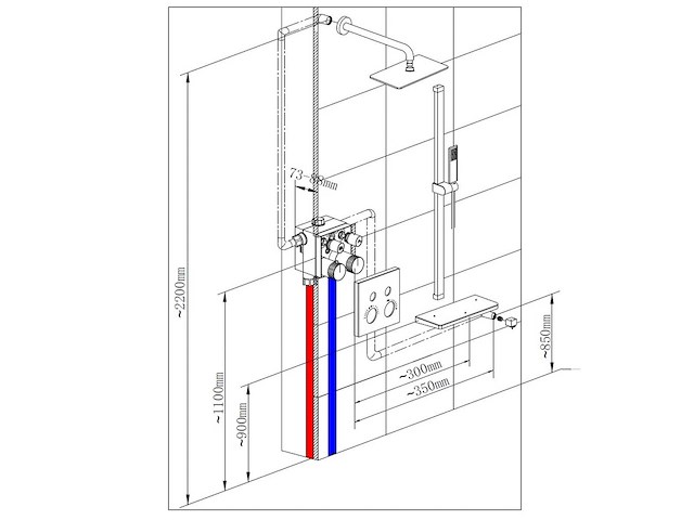 Mawialux inbouw regendouche met (mat zwart of gunmetal grey) - afbeelding 5 van  14