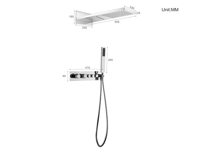 Mawialux inbouw regendouche met waterval (in 3 kleuren beschikbaar) - afbeelding 7 van  16