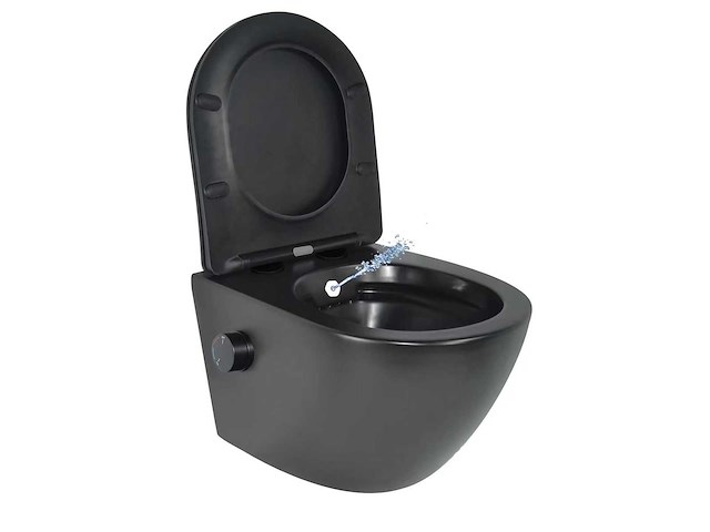 Mawialux inbouw wandcloset met bidet mat zwart - afbeelding 2 van  4