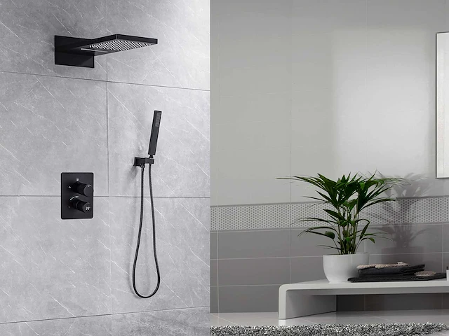 Mawialux inbouw waterval regendouche - digitaal display (mat zwart of gunmetal grey) - afbeelding 12 van  12