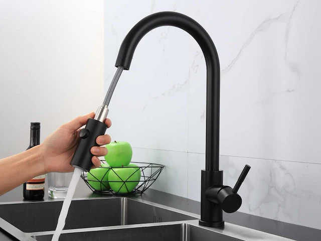 Mawialux keukenkraan met uitneembare sproeikop - mat zwart - afbeelding 12 van  18