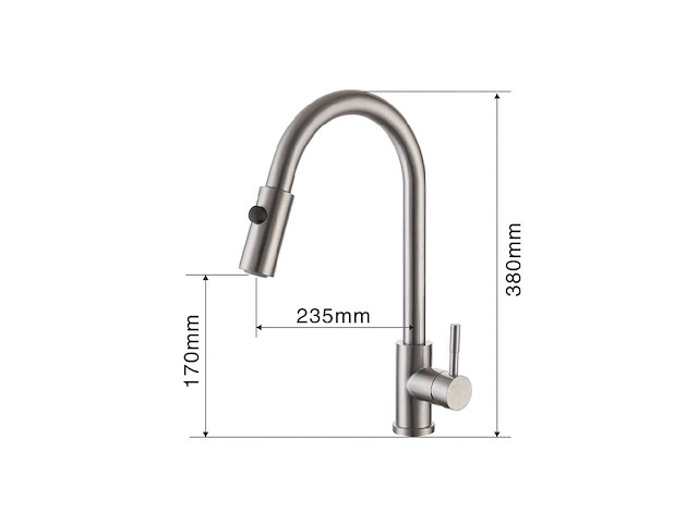 Mawialux keukenkraan met uitneembare sproeikop - rvs - afbeelding 4 van  13