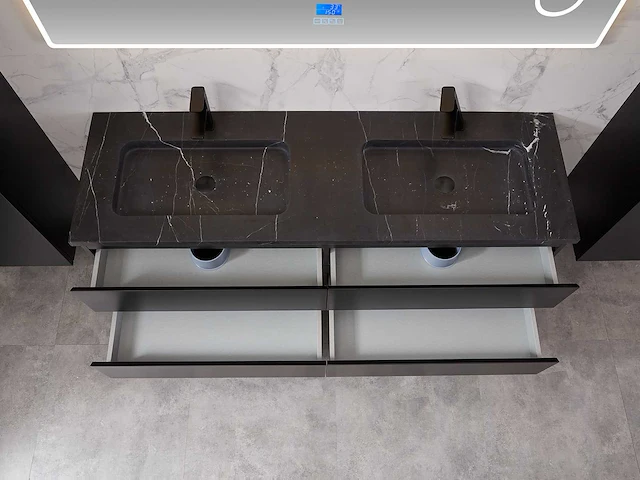 Mawialux mat zwart badkamermeubel 160cm (diverse opstellingen) - afbeelding 2 van  71