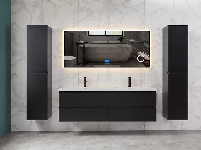 Mawialux mat zwart badkamermeubel 160cm (diverse opstellingen) - afbeelding 8 van  71