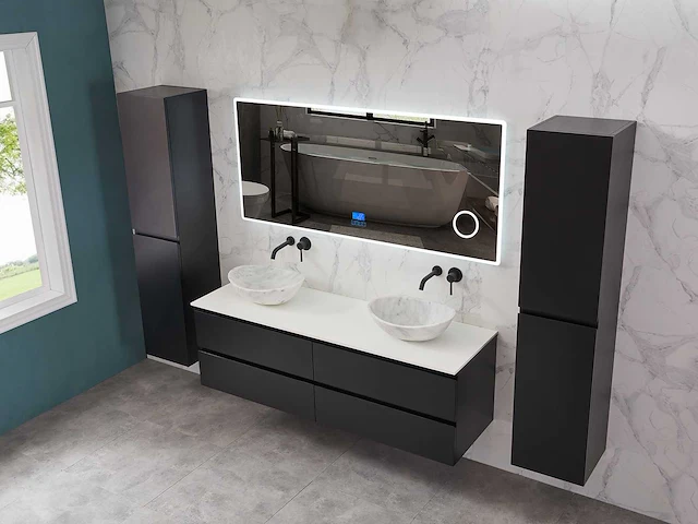 Mawialux mat zwart badkamermeubel 160cm (diverse opstellingen) - afbeelding 16 van  71