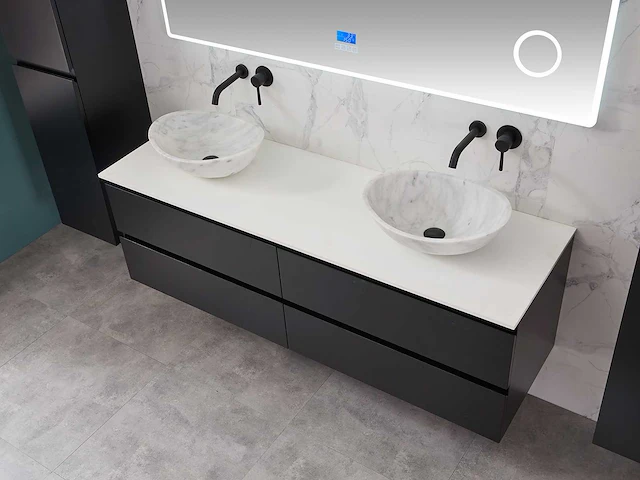 Mawialux mat zwart badkamermeubel 160cm (diverse opstellingen) - afbeelding 17 van  71