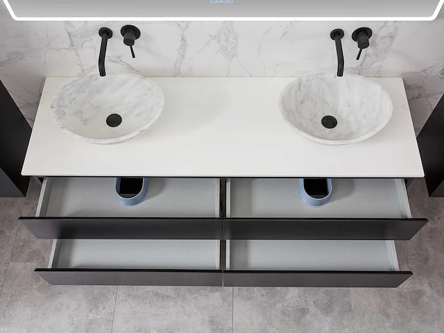 Mawialux mat zwart badkamermeubel 160cm (diverse opstellingen) - afbeelding 20 van  71